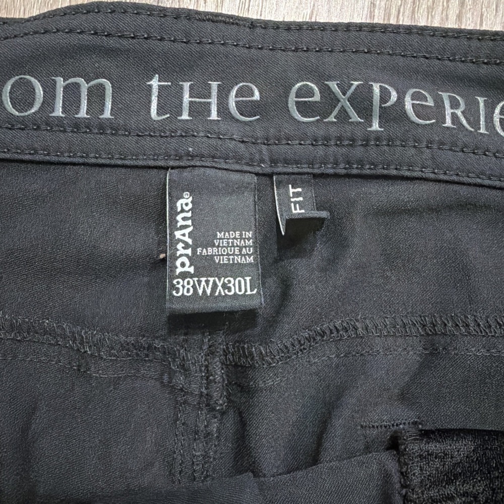 Prana Brion Pants Men 38x30 Black Slim Fit Nylon Stretch Outdoor Hiking Camping - Picture 4 of 8